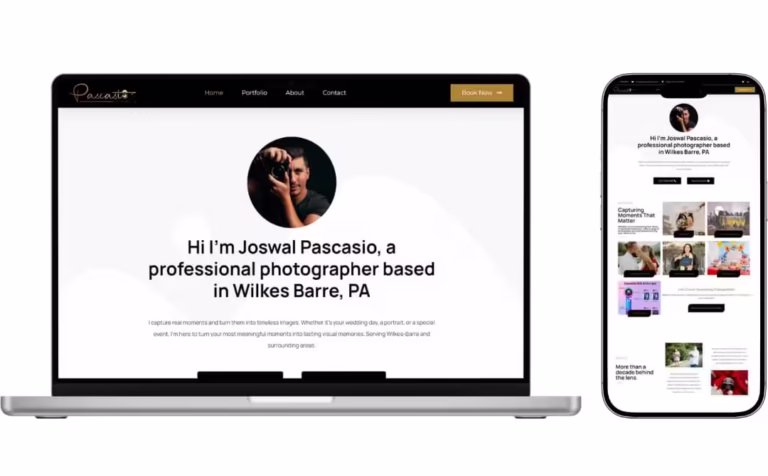 A laptop screen showing a website preview