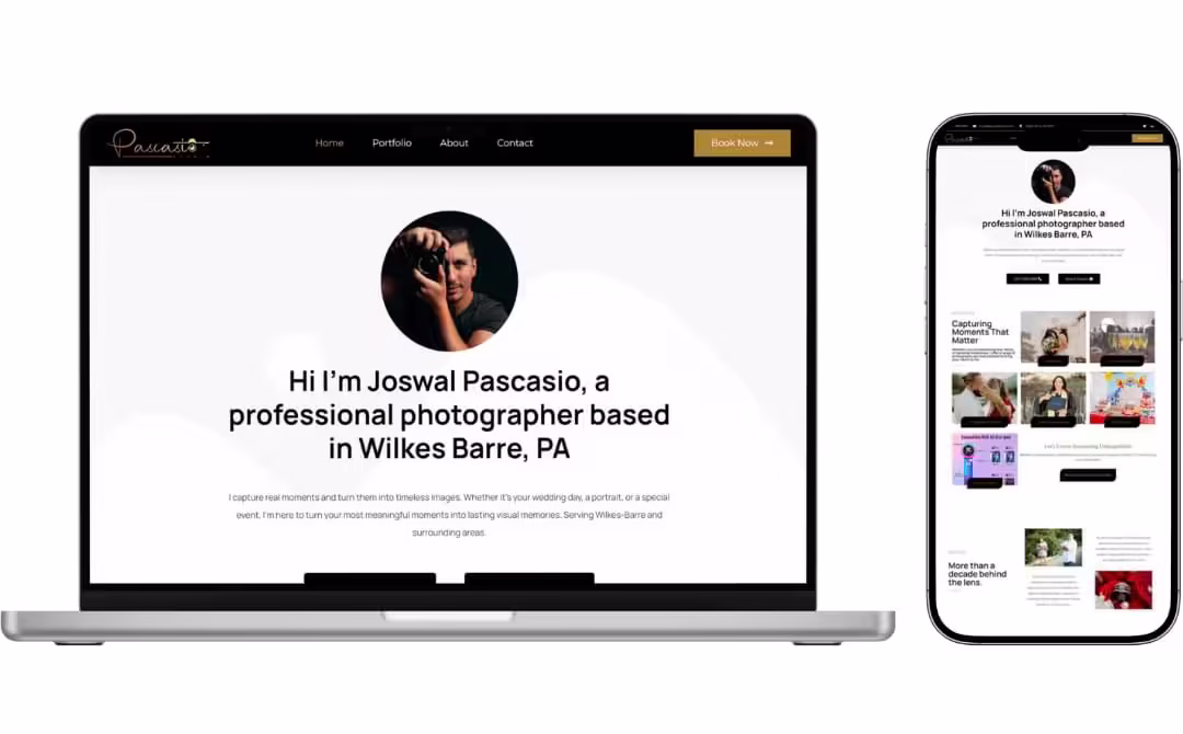 A laptop screen showing a website preview